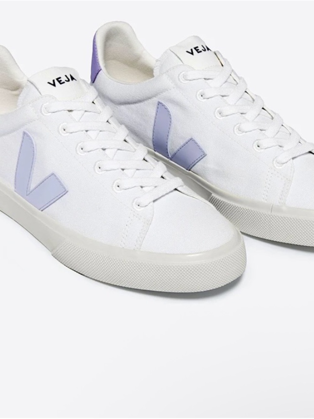 VEJA Campo Canvas White Swan Lavender Sneakers US 8 Athletic Activewear Casual
